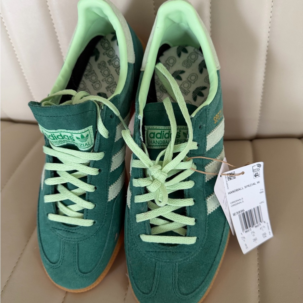 adidas Women’s Handball Spezial Sneakers in Dark Green and Mint